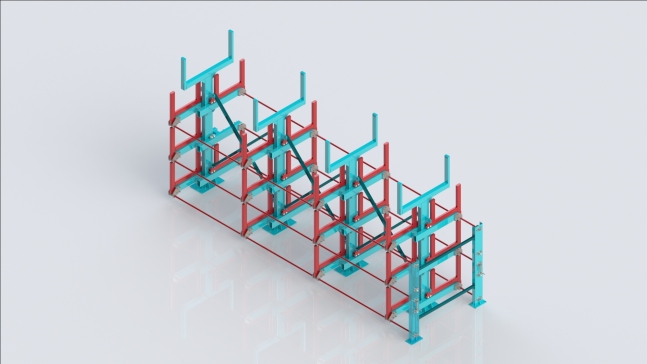 手摇伸缩悬臂货架三维模型 1737653