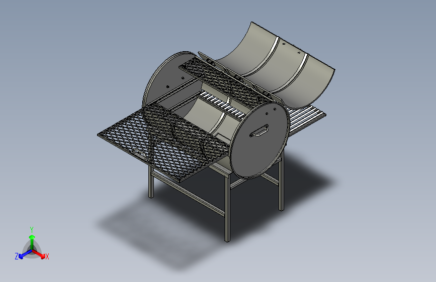 桶体改造的烧烤架