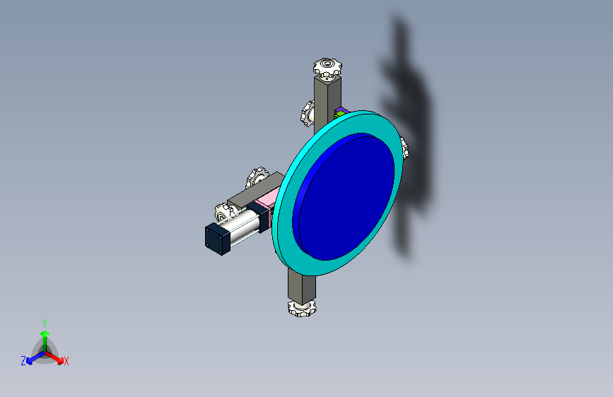 单气缸驱动齿轮齿条四抓夹紧机构