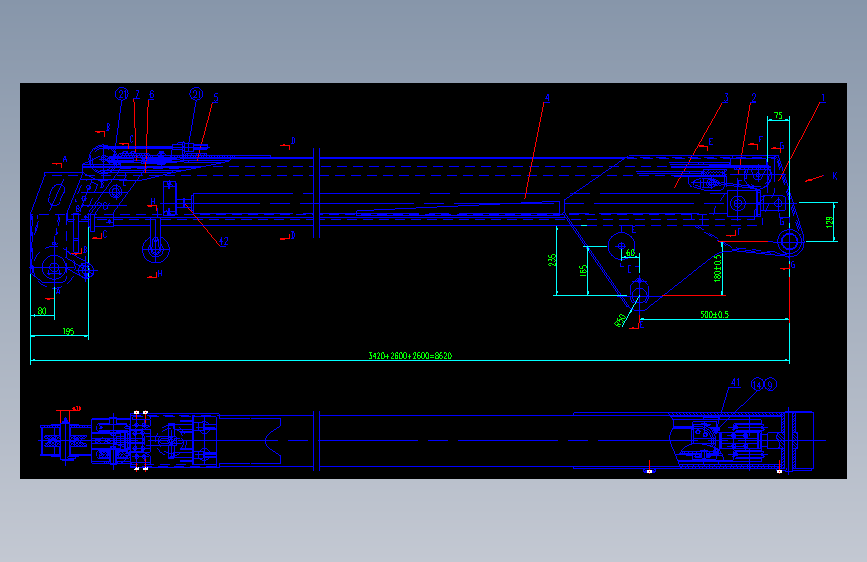 起重机伸缩臂内部机构图