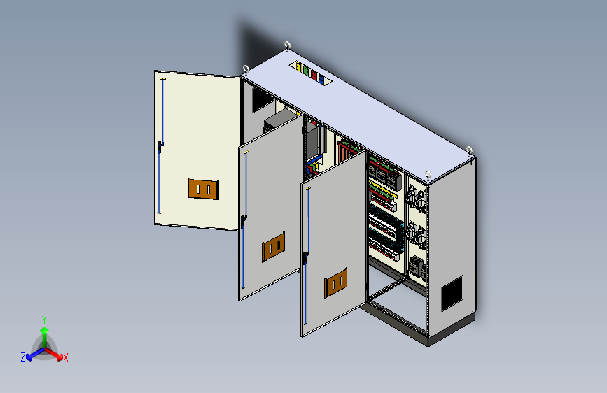 三柜万能断路器刀开关组装电源柜模型