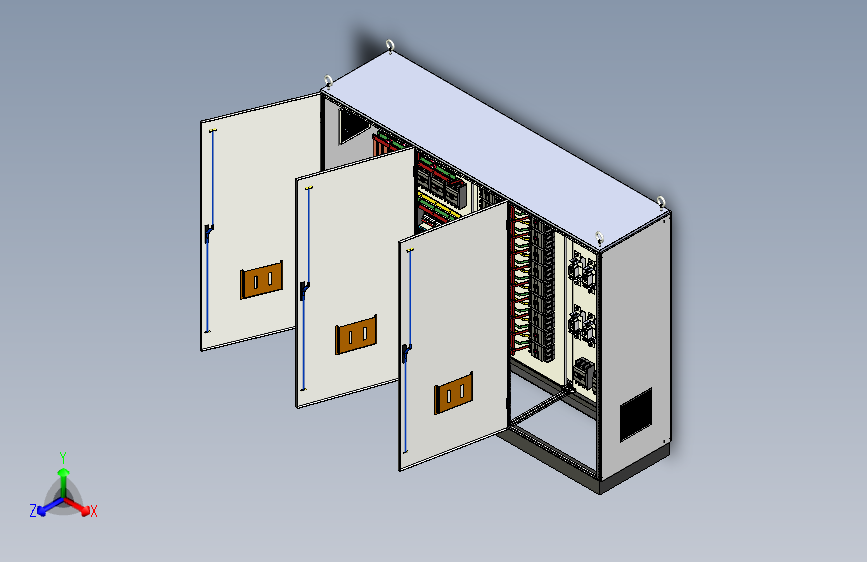 三台电源柜组装三维模型