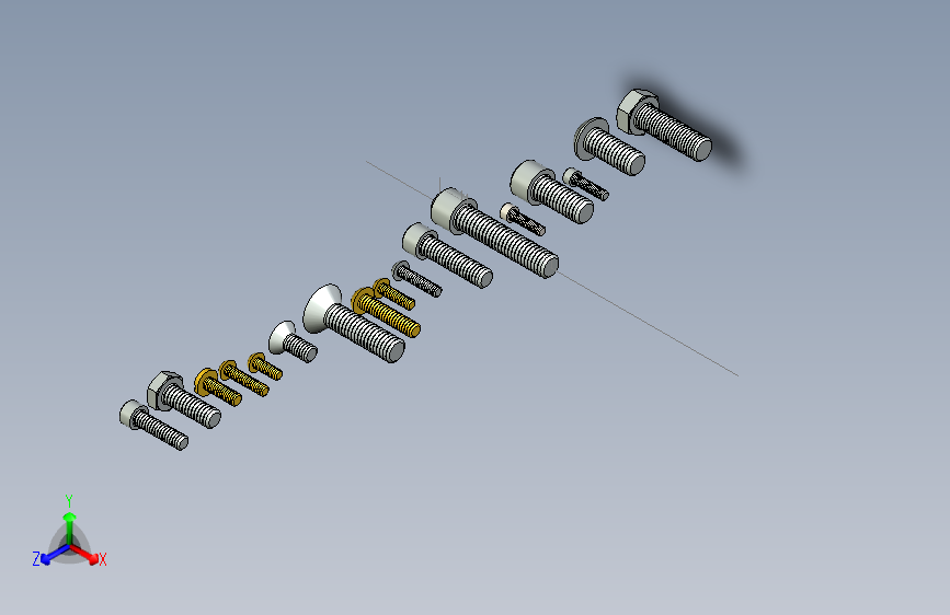 B2002466-多套各种螺栓和螺钉。内六角螺栓，六角螺栓，圆顶锥形螺钉，圆头黄铜螺钉。