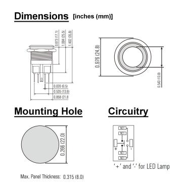 A2002767-带环形LED的22毫米按钮开关