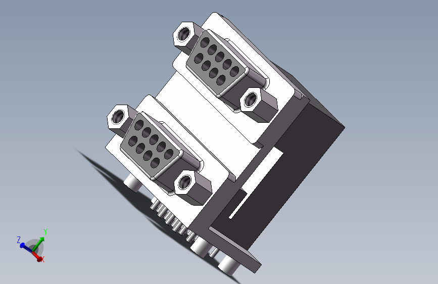 DB9双层母头双胞胎连体上下串口90度焊板,
