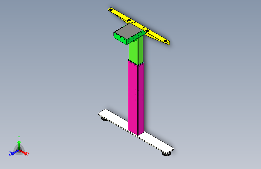 电动升降桌二节矩形管横梁立柱结构