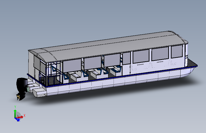 三体船 3d机械模型图纸 IGES STEP