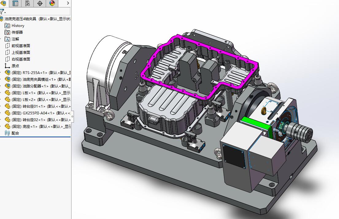 油底壳液压四轴夹具