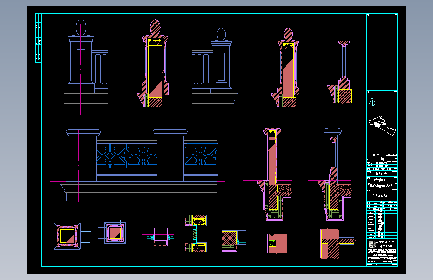 杭州某别墅区石材装饰CAD图7