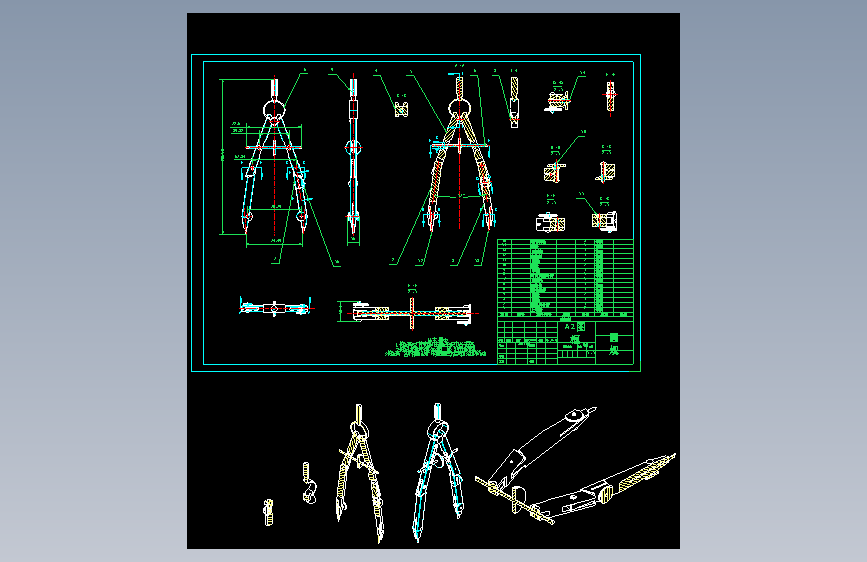 工业划线圆规设计二维图纸 686254