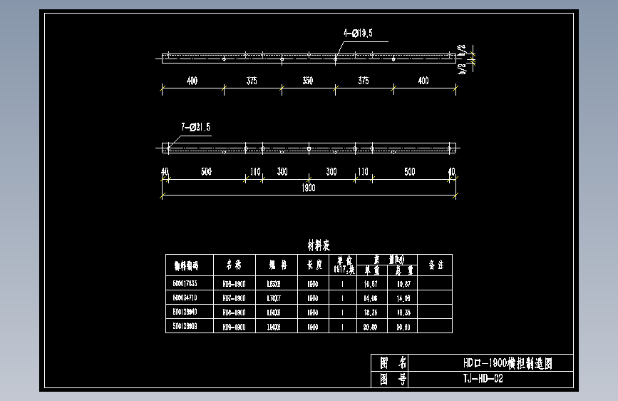 TJ-HD-02横担加工图 （HD-1900）