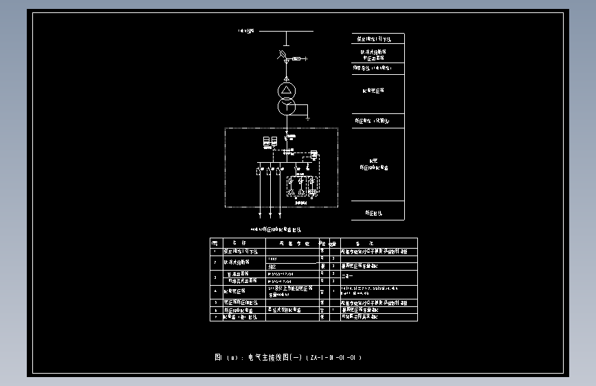 图1(a)电气主接线图(一)（ZA-1-D1-01-01）