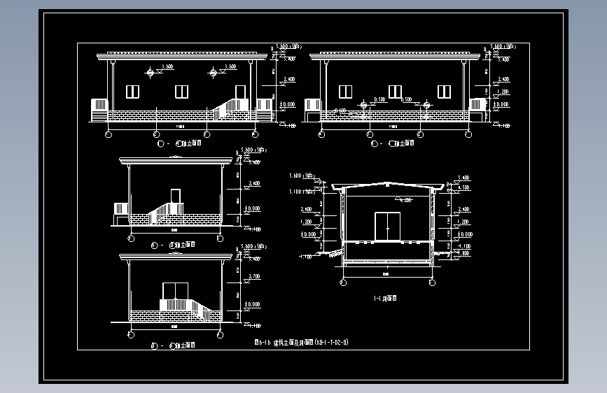 图6-16 建筑立面及剖面图(KB-1-T-02-B)