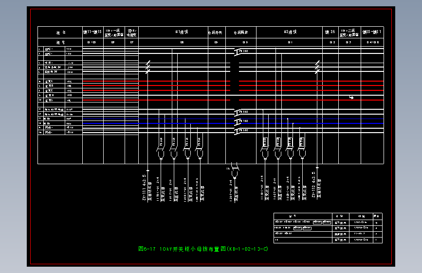 图6-17 10kV开关柜小母线布置图(KB-1-D2-13-C)