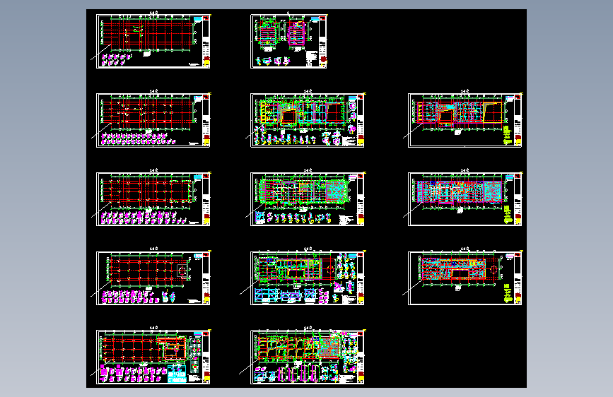 庞口模板、墙柱、板配筋图