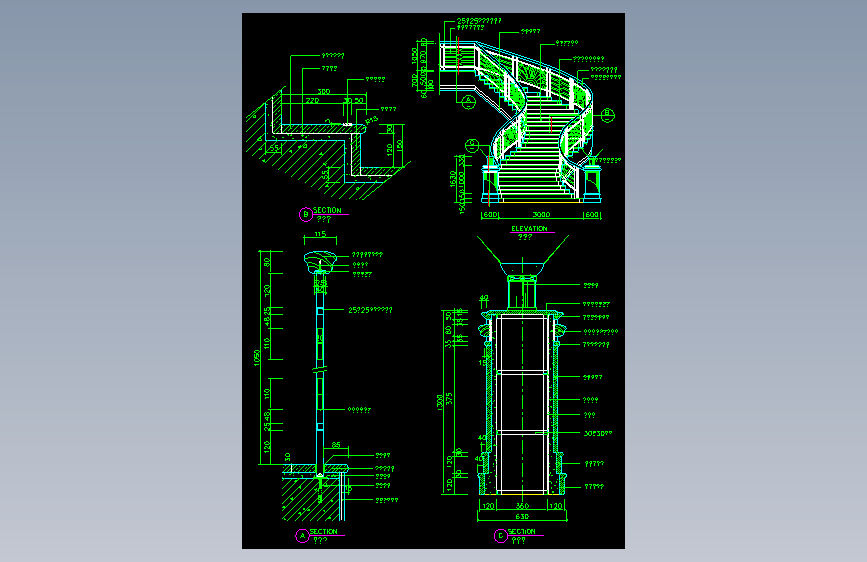 004-弧形楼梯节点详图