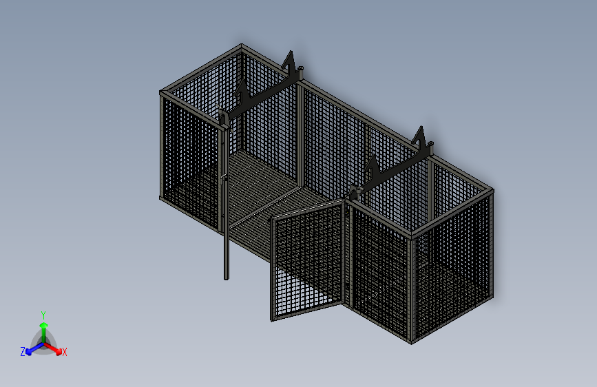 带门钢制护栏三维模型