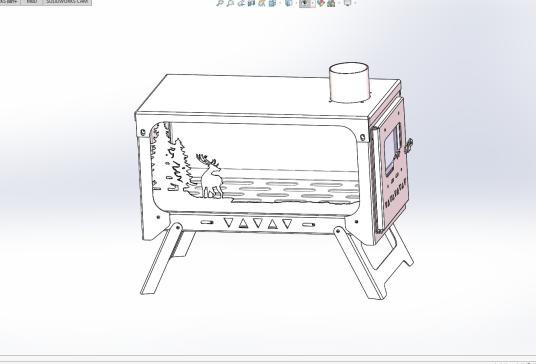 柴火炉户外露营柴火炉设计三维+一套CAD图纸==1432377