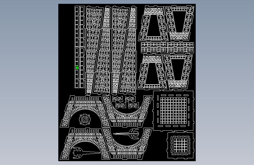 埃菲尔铁塔激光切割钣金件CAD图纸 dxf dwg