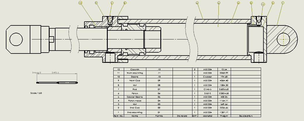 A0001806-连杆液压缸(缓冲 - 前法兰安装)100.8x56x227 毫米