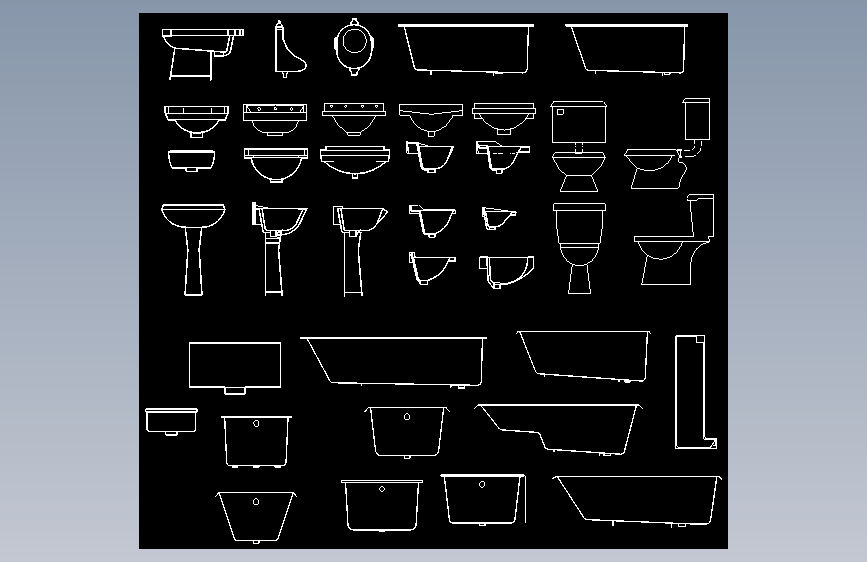 浴盆手盆立面图