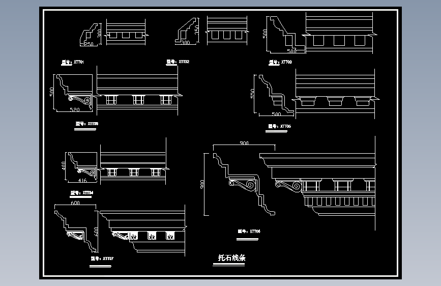 花瓶、线条cad造型大样图