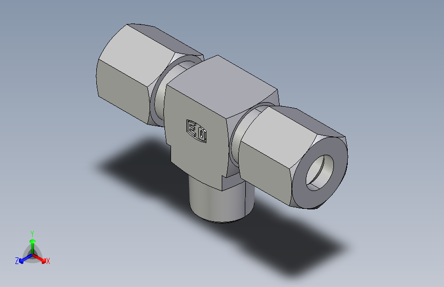 三通接头-英制锥螺纹TE06LLR.igs