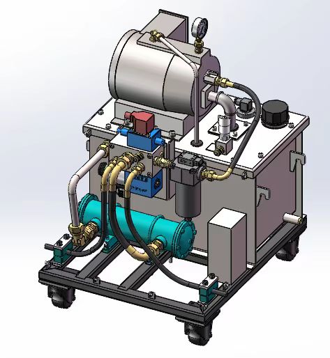 液压站总装3D模型