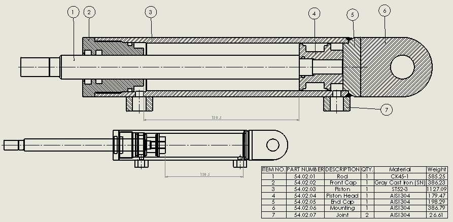 焊接式液压缸(带后安装孔)40x20x80.5毫米