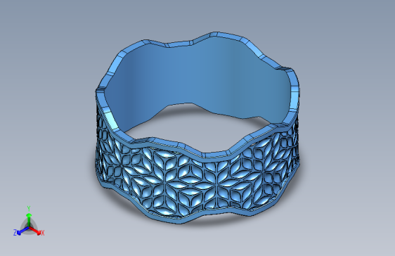 Fusion 360设计的叶子纹戒指。