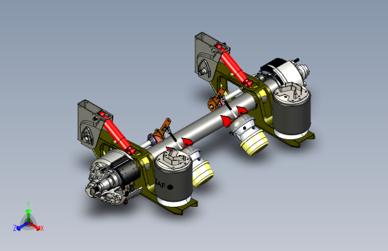 半挂车悬挂车桥三维模型