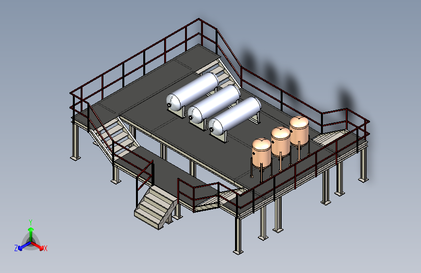 包含反应罐的平台模型