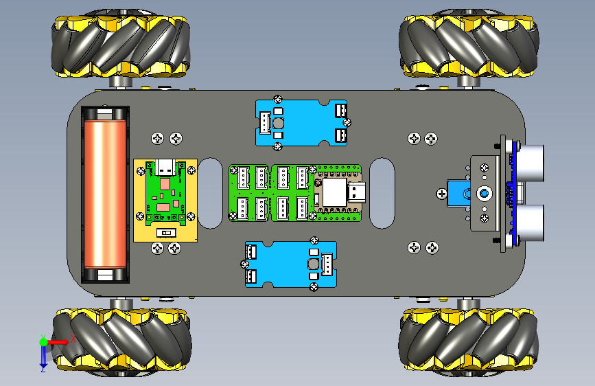 A0002004-全向轮自动跟随小车 俯视图