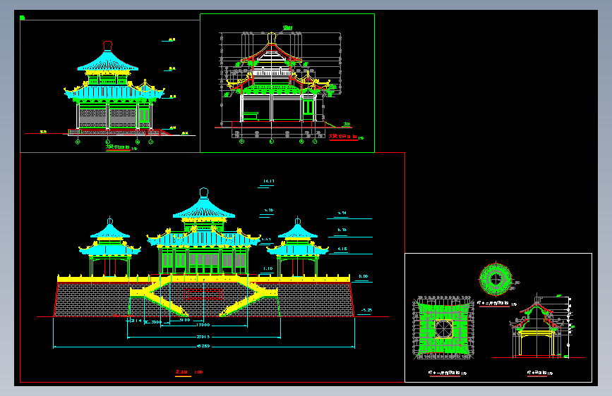 碑亭正立面施工图