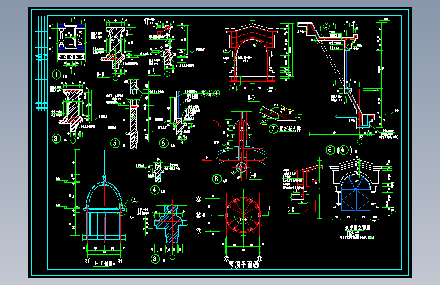 老虎窗+欧式栏杆+欧式穹顶亭