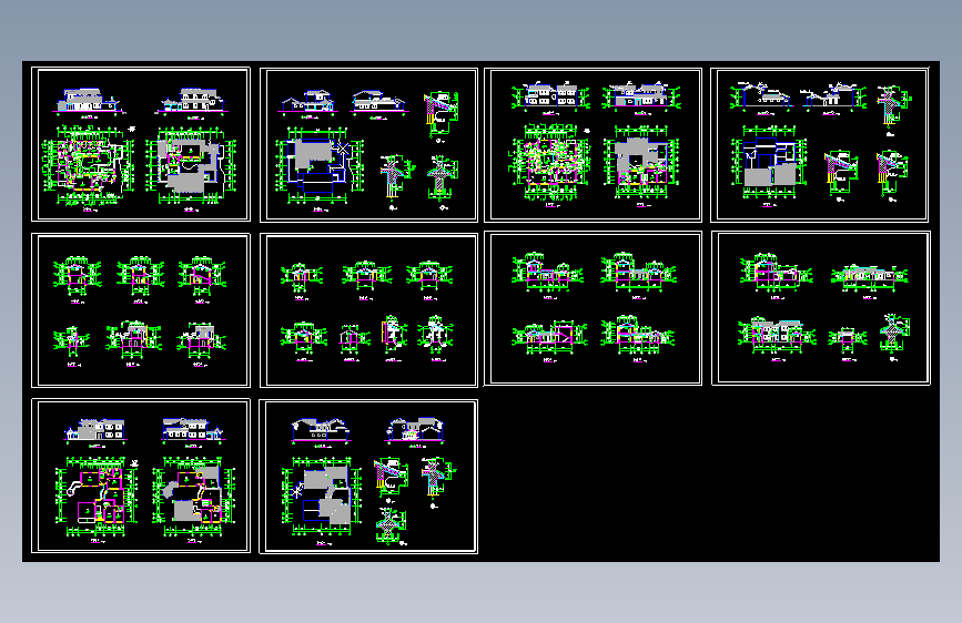 三套古建别墅建筑图
