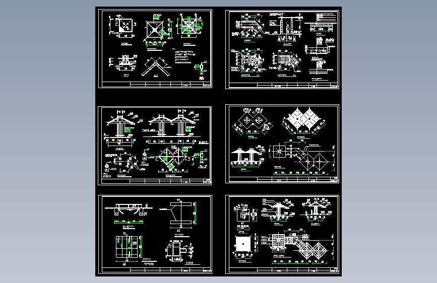 施工图--亭桥花架廊详图