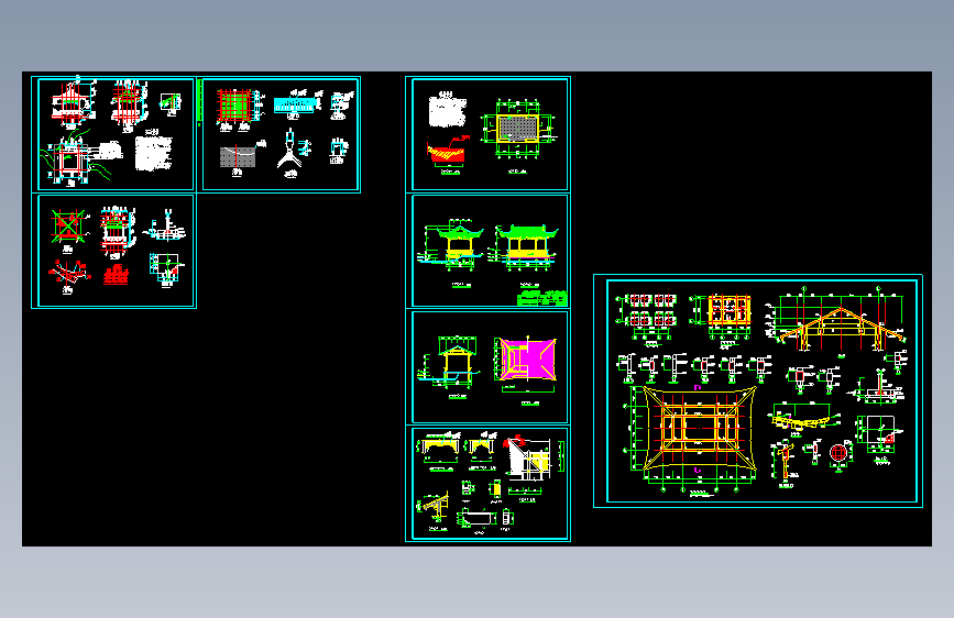 水榭，亭施工图