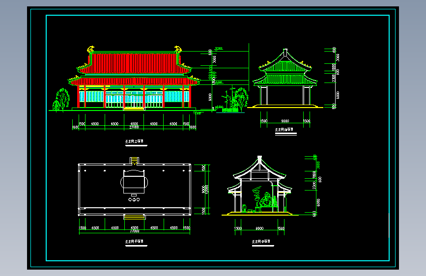 寺庙天王殿平立剖