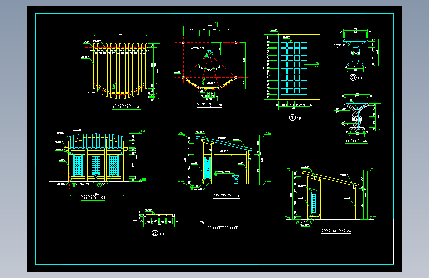 屋顶花园景观施工图1亭