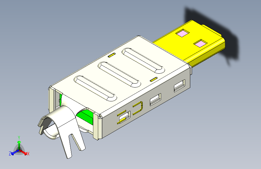 详细的HDMI D型公头的3D模型