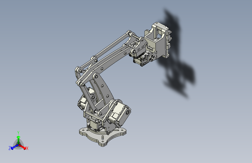 一款proe绘制多臂机械手模型