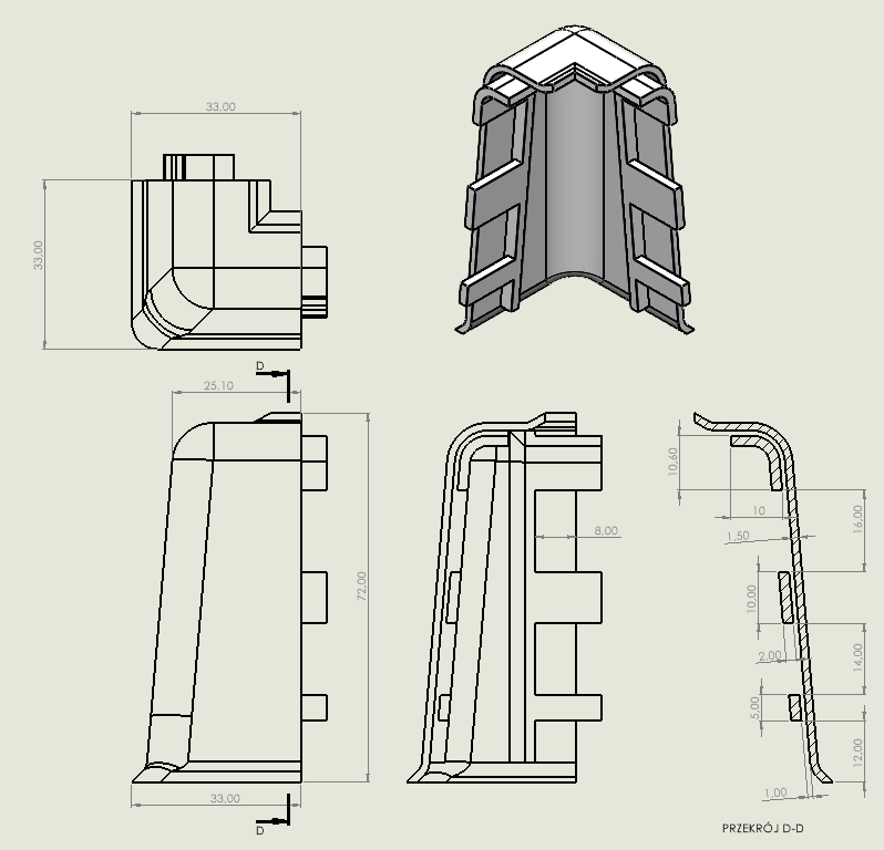 三维打印右角踢脚线