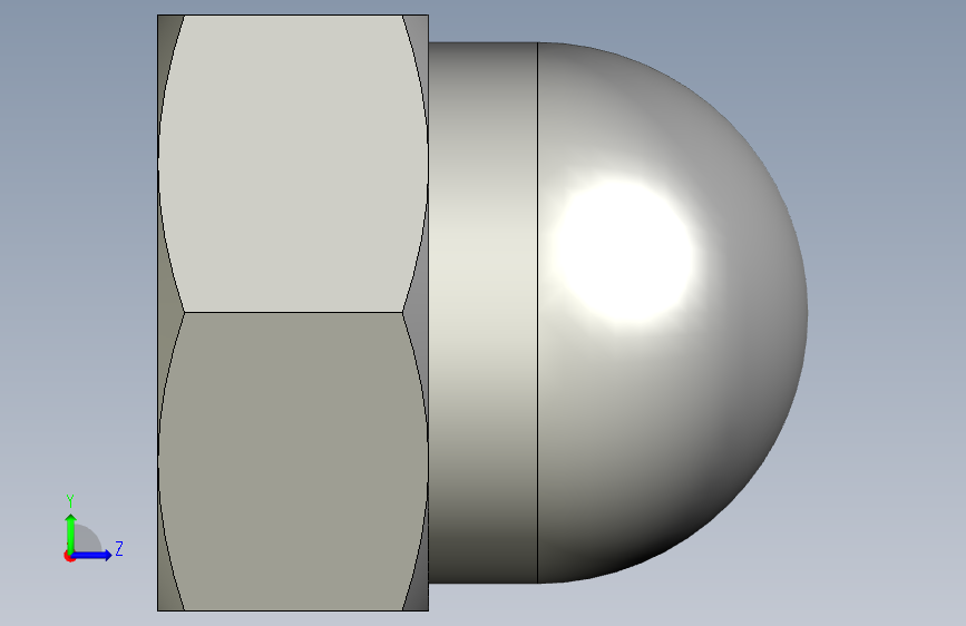 GB923_A-88 盖形螺母,A级 左侧视图