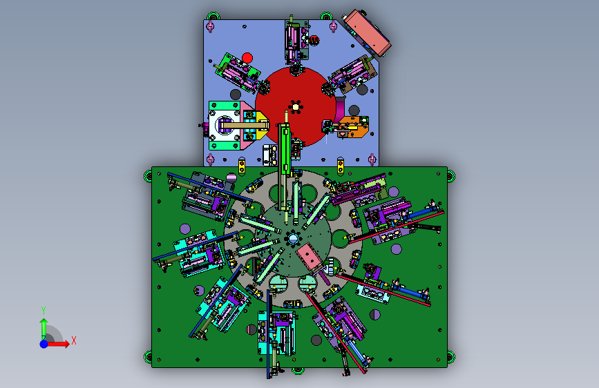 装配塑料壳体减速齿轮箱设备 正面视图