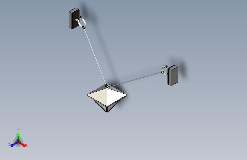 由两根杆支撑的灯