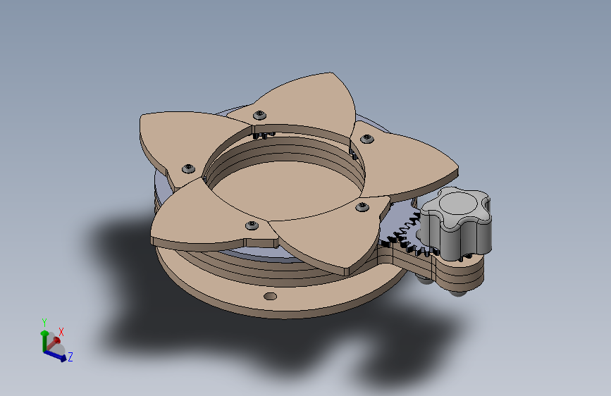 带齿轮旋钮的虹膜盒
