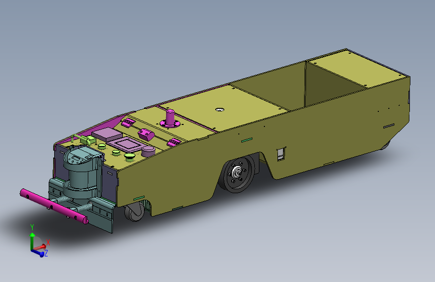 单向100W牵引式AGV三维图纸 Solidworks设计 附STEP