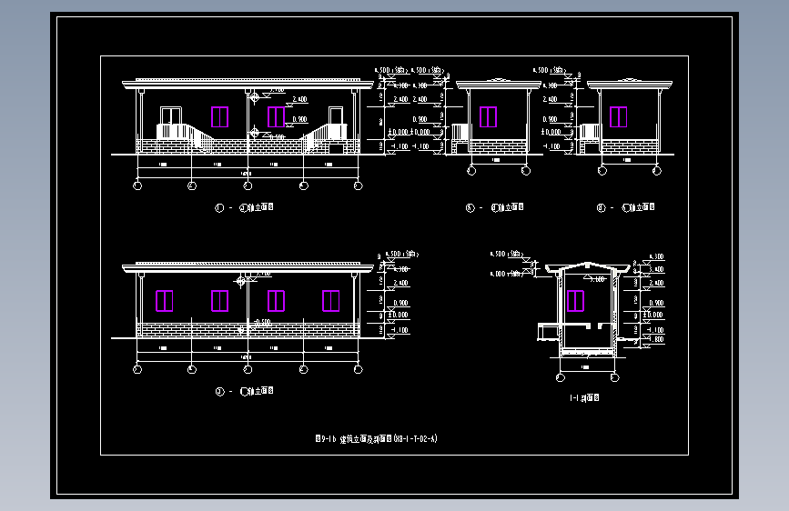 图9-16 建筑立面及剖面图(HB-1-T-02-A)