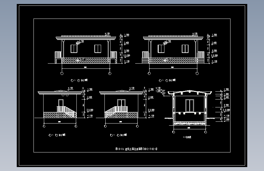 图10-16 建筑立面及剖面图（HB-2-T-02-B）